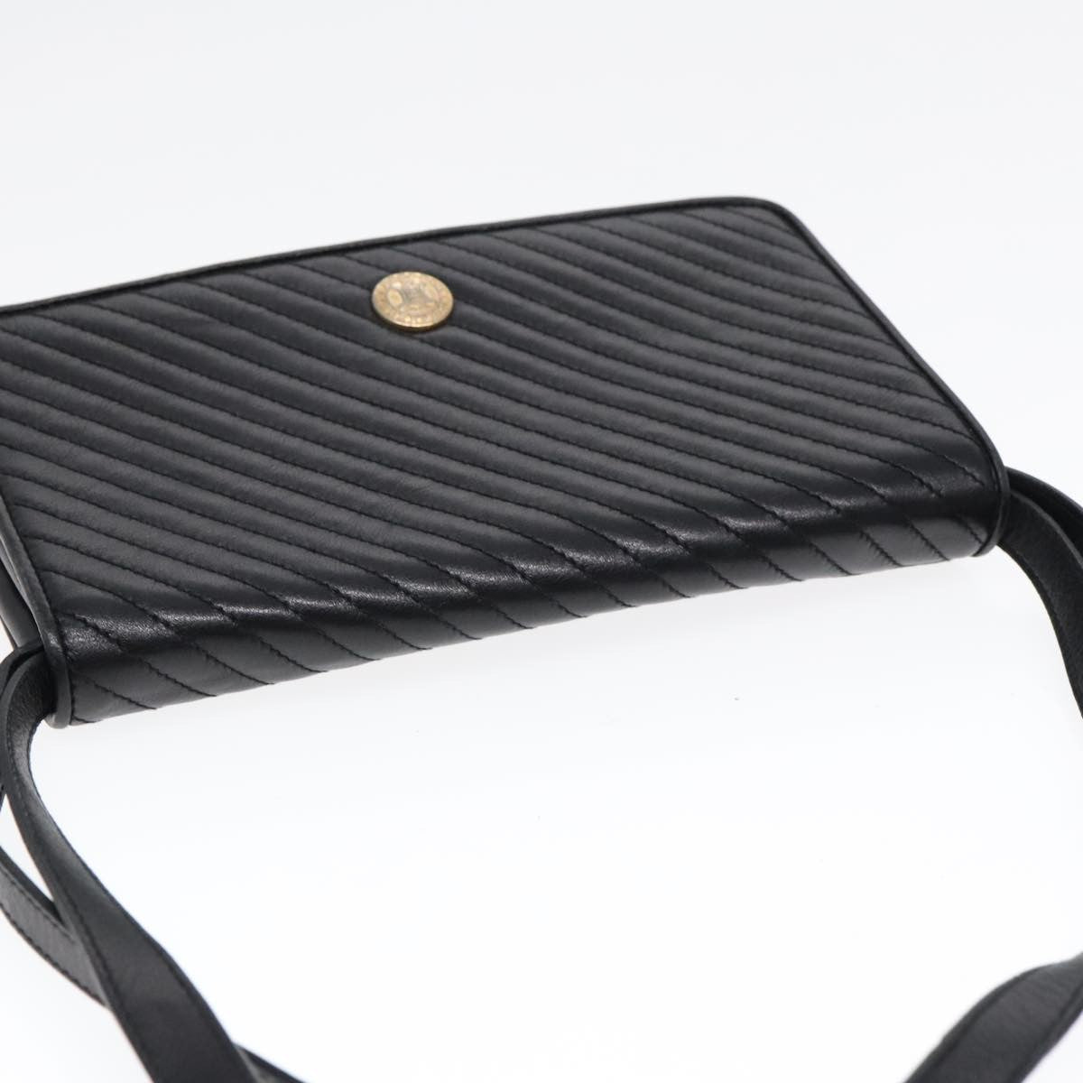 Celine Vintage Flap Shoulder Bag Leather, BLACK, LEATHER, Shoulder bag