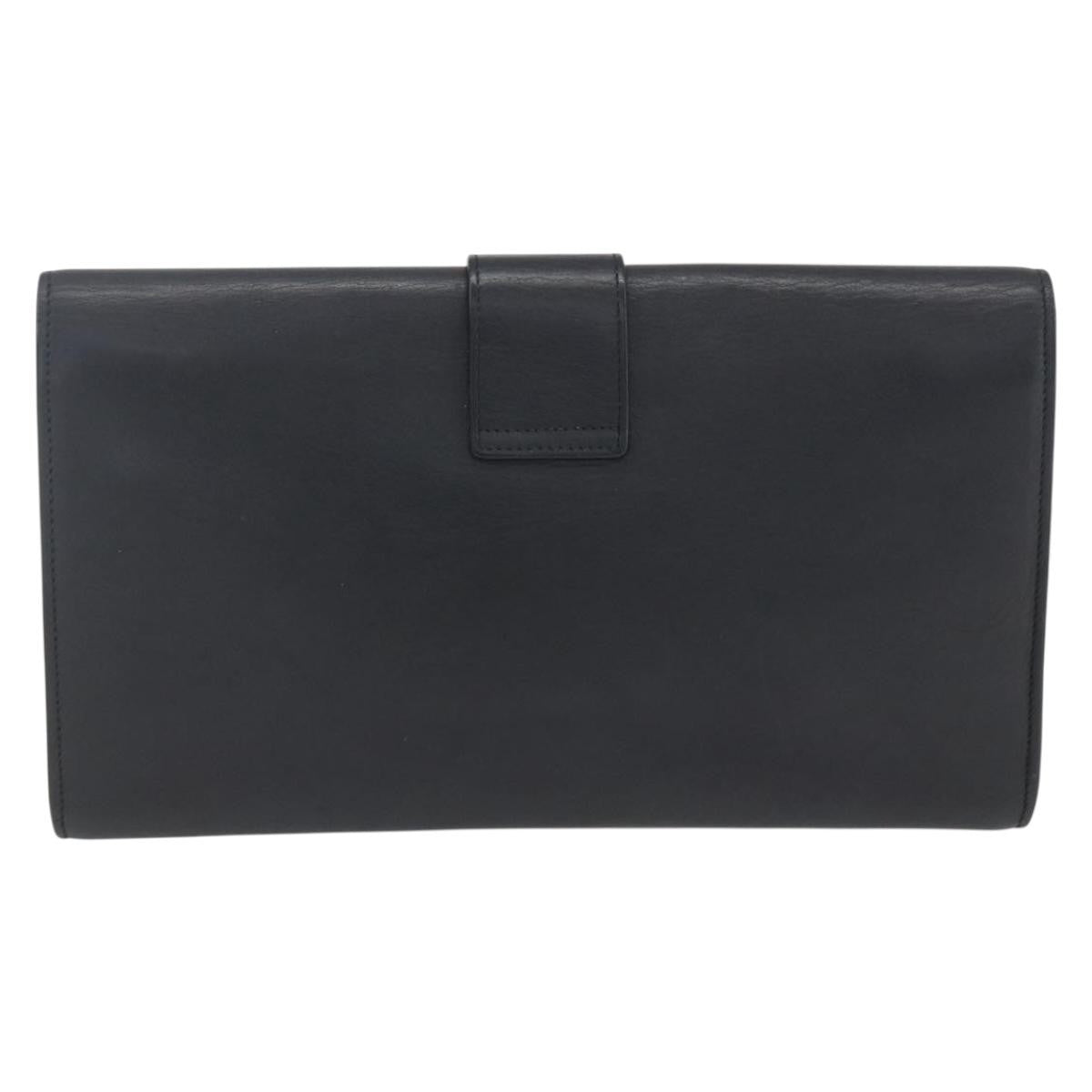 Saint Laurent Chyc Clutch Leather, BLACK, LEATHER, Clutche & pouche