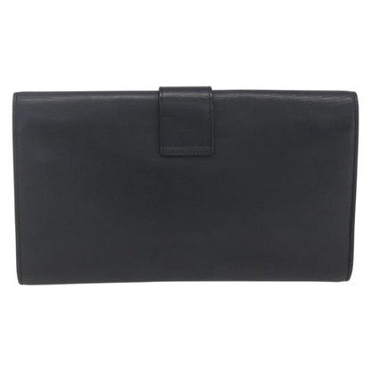 Saint Laurent Chyc Clutch Leather, BLACK, LEATHER, Clutche & pouche