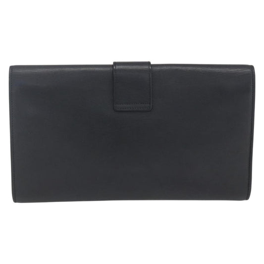 Saint Laurent Chyc Clutch Leather, BLACK, LEATHER, Clutche & pouche