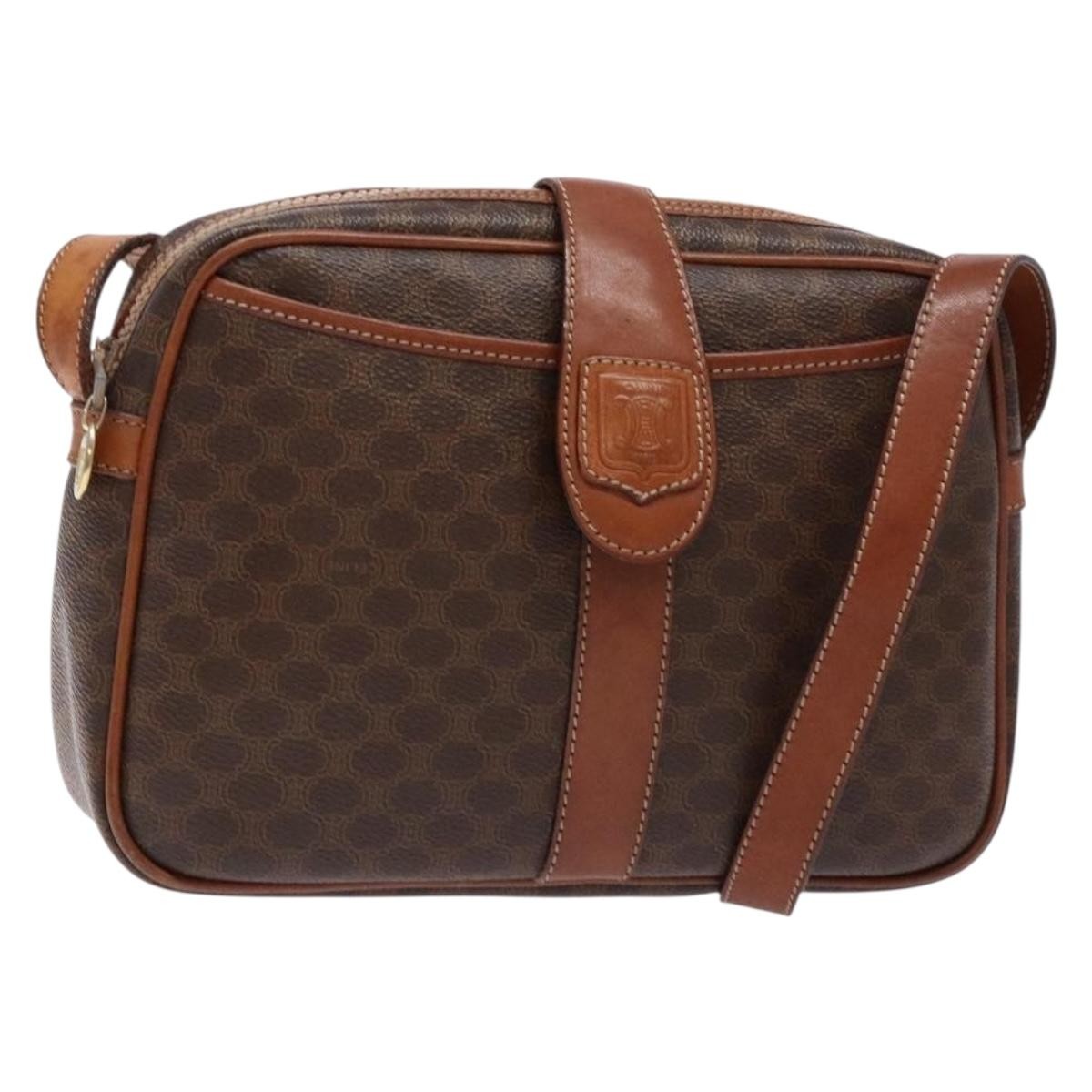 Celine Macadam Shoulder Bag PVC Leather, BROWN, CANVAS, Shoulder bag