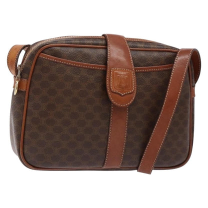 Celine Macadam Shoulder Bag PVC Leather, BROWN, CANVAS, Shoulder bag