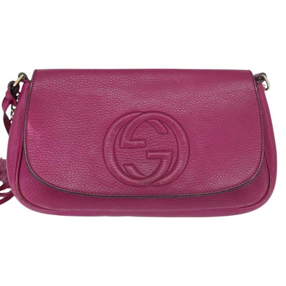Gucci Soho Chain Crossbody Bag Leather, PINK, LEATHER, Crossbody bag