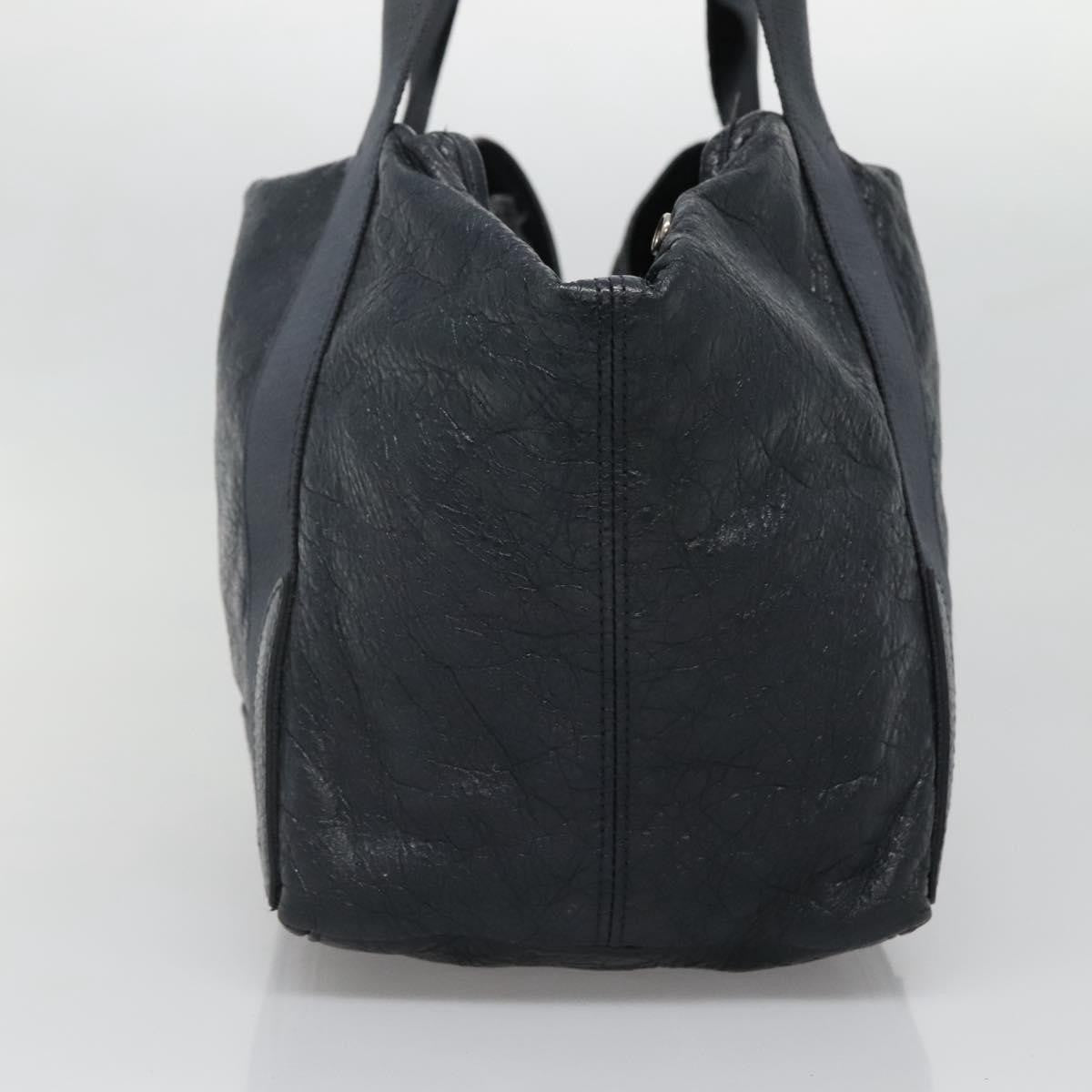Balenciaga Navy Cabas Leather, BLACK, LEATHER, Tote bag