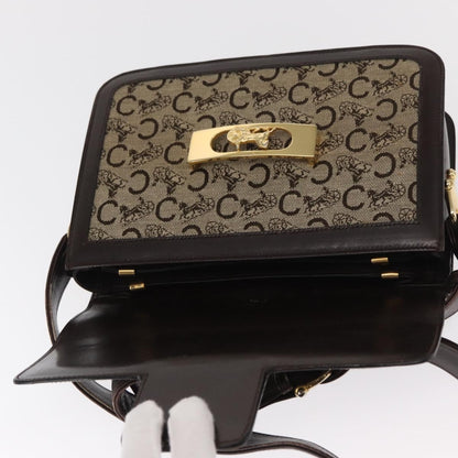 Celine Vintage Horse Carriage C Macadam Shoulder Bag Canvas and Leather, BEIGE, CANVAS, Shoulder bag