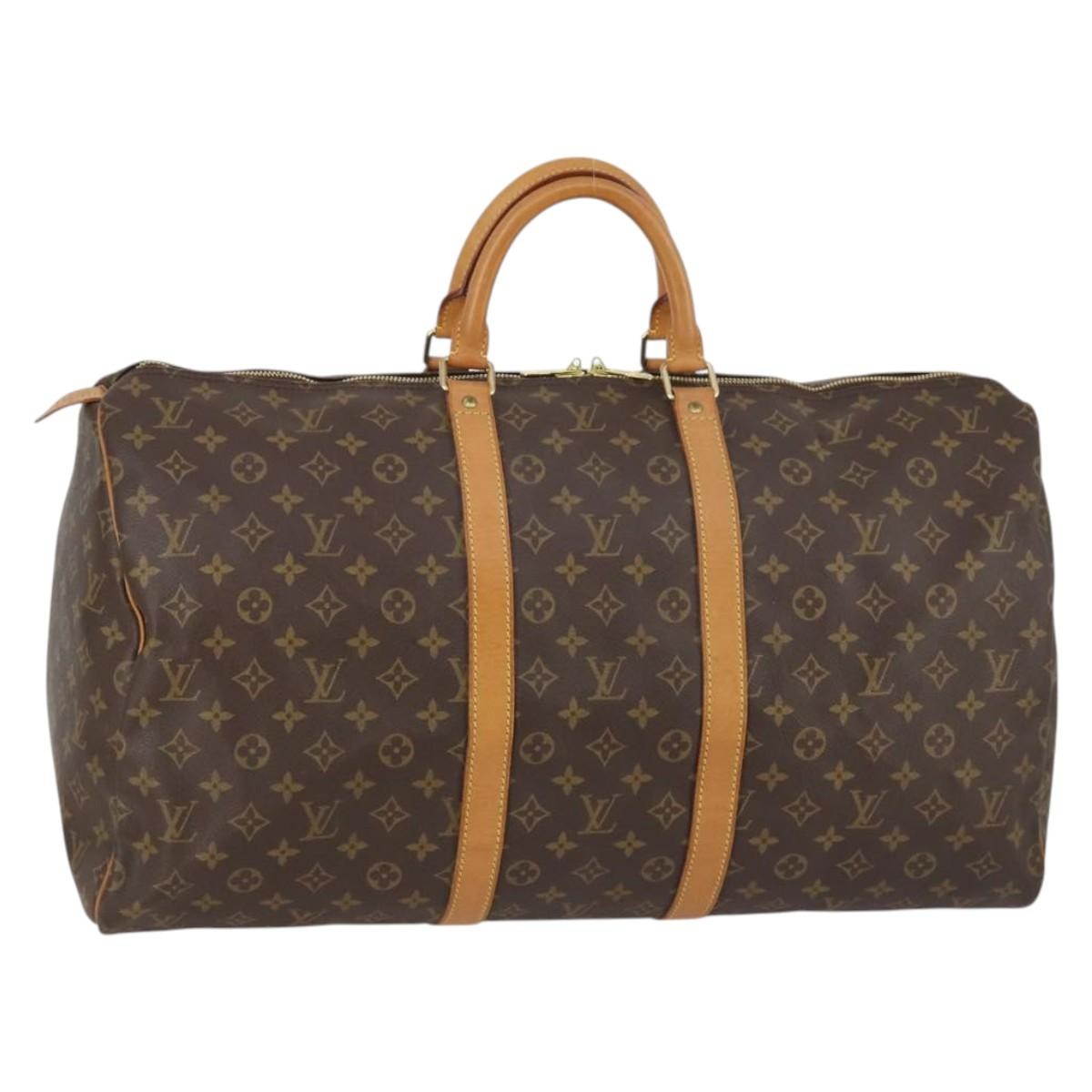 Louis Vuitton Keepall Bag Monogram Canvas, BROWN, CANVAS, Travel bag