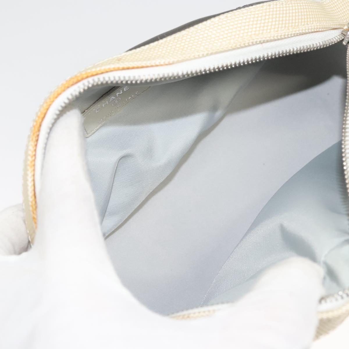 Chanel Biarritz Cosmetic Pouch Quilted Coated Canvas, GRAY, PVC, Clutche & pouche