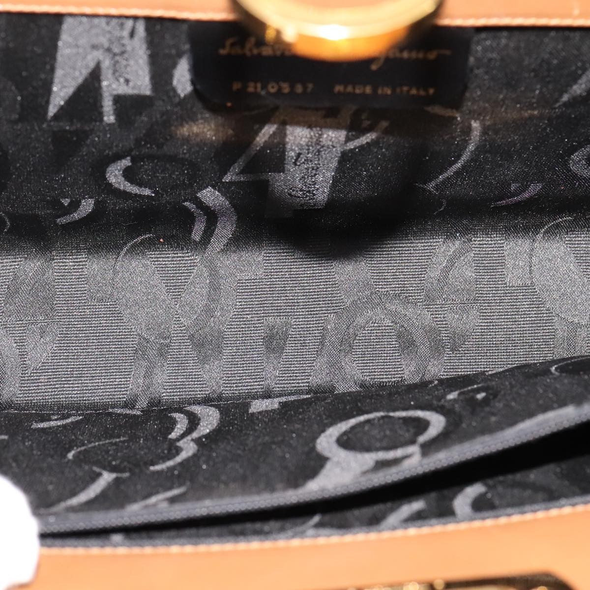 Salvatore Ferragamo Vintage Gancini Chain Shoulder Bag Leather, BEIGE, LEATHER, Shoulder bag