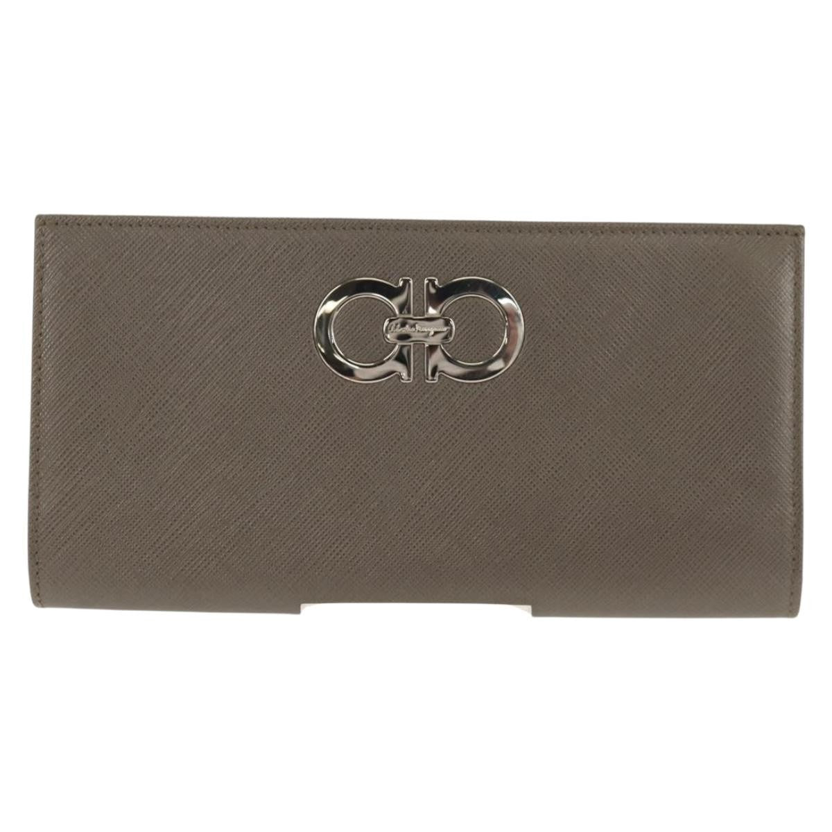 Salvatore Ferragamo Gancini Bifold Wallet Leather, GRAY, LEATHER, Wallets