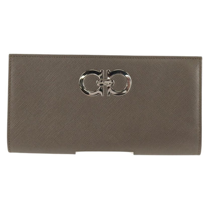 Salvatore Ferragamo Gancini Bifold Wallet Leather, GRAY, LEATHER, Wallets