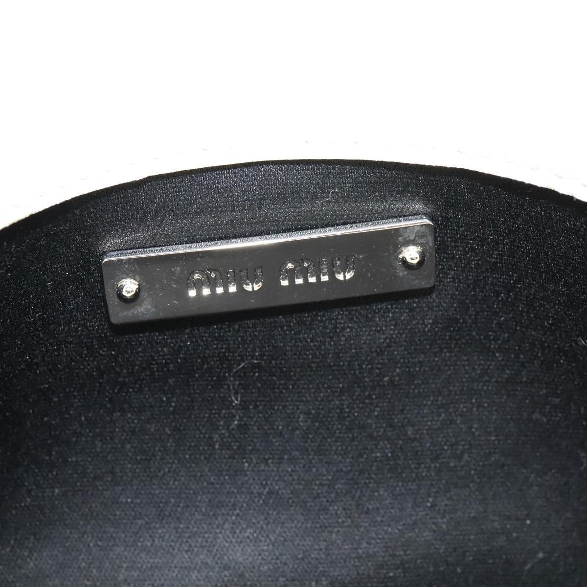 Miu Miu Crystal 2way Pouch Matelasse Leather, WHITE, LEATHER, Shoulder bag