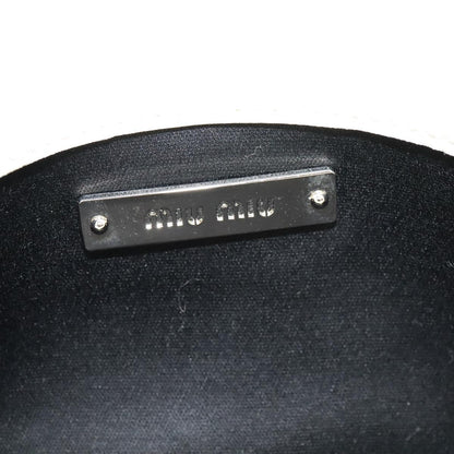 Miu Miu Crystal 2way Pouch Matelasse Leather, WHITE, LEATHER, Shoulder bag