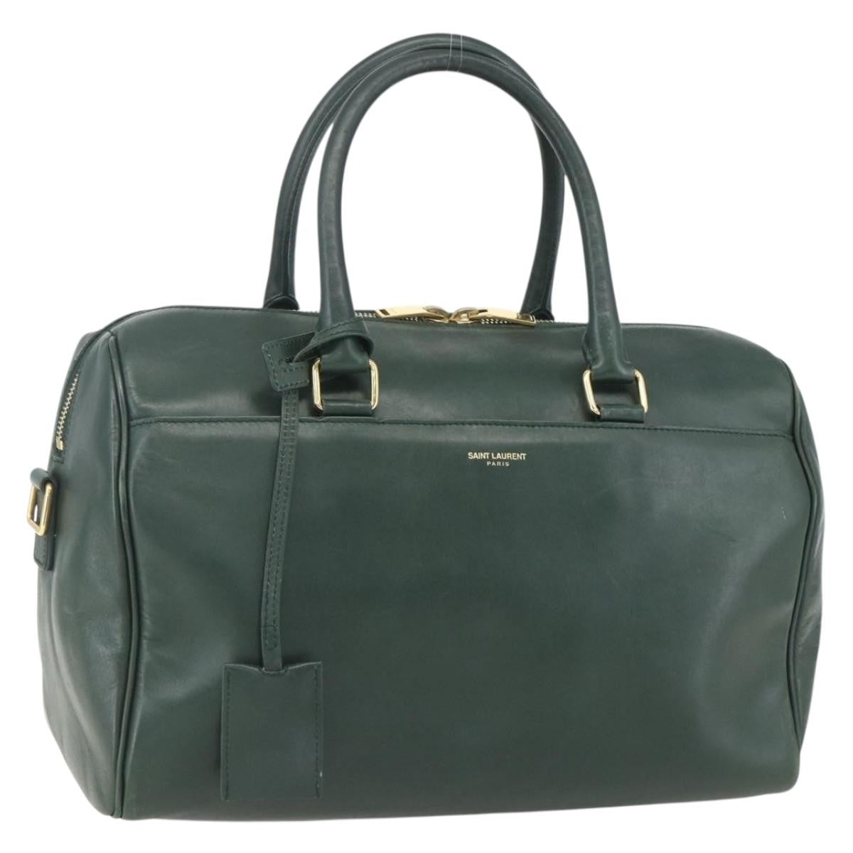 Saint Laurent Classic Duffle Bag Leather, GREEN, LEATHER, Travel bag