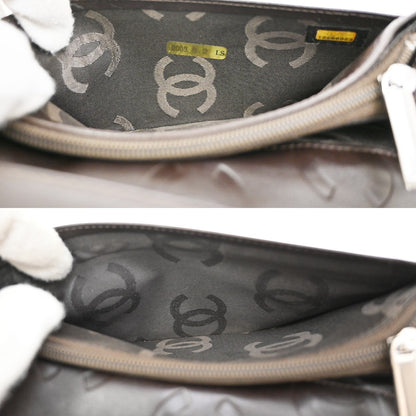 Chanel Cambon Zip Around Wallet Quilted Lambskin, BROWN, PATENT_LEATHER, Wallets