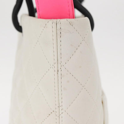Chanel Cambon Tote Quilted Leather, WHITE, LEATHER, Tote bag