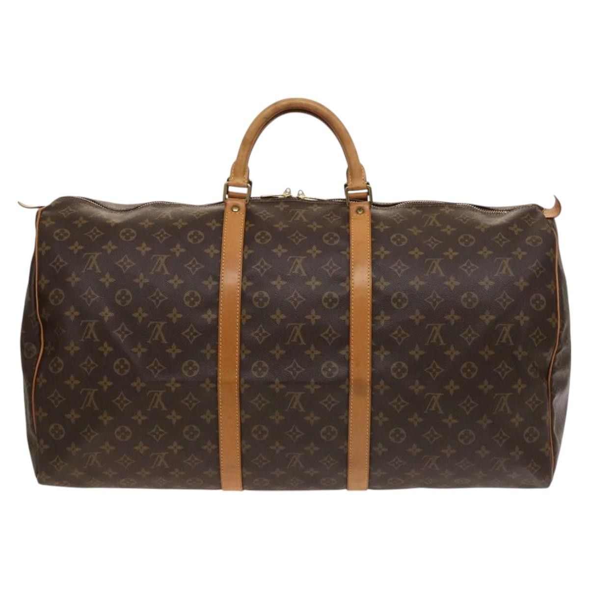 Louis Vuitton Keepall Bag Monogram Canvas, BROWN, CANVAS, Travel bag