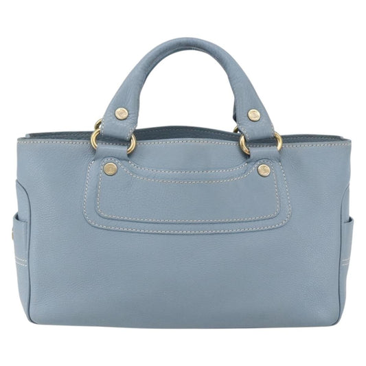 Celine Boogie Satchel Leather, BLUE, LEATHER, Handbag