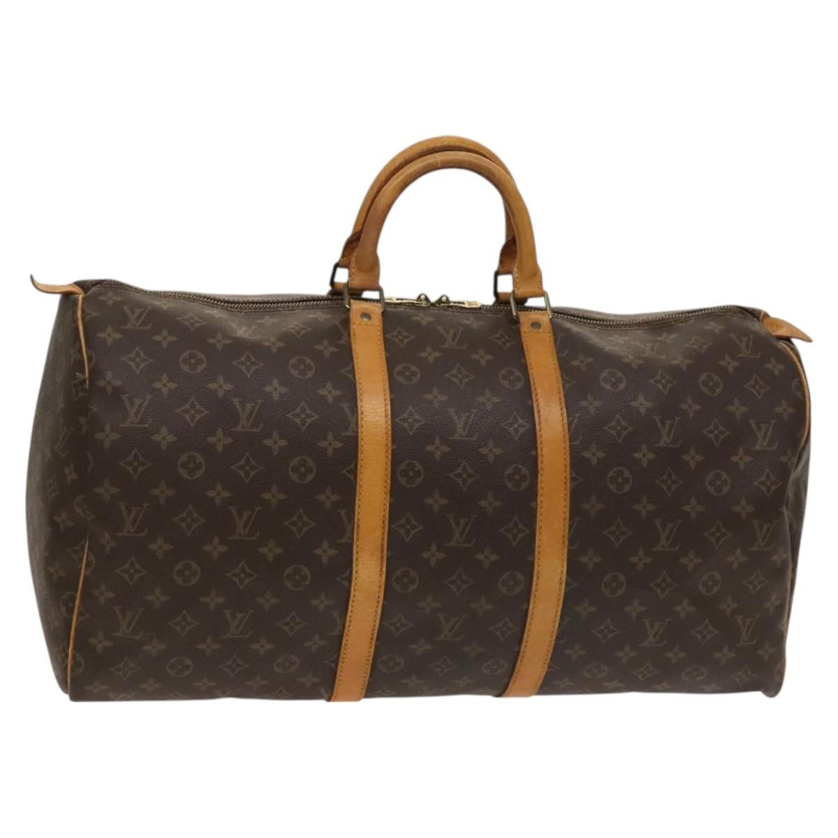 Louis Vuitton Keepall Bag Monogram Canvas, BROWN, CANVAS, Travel bag
