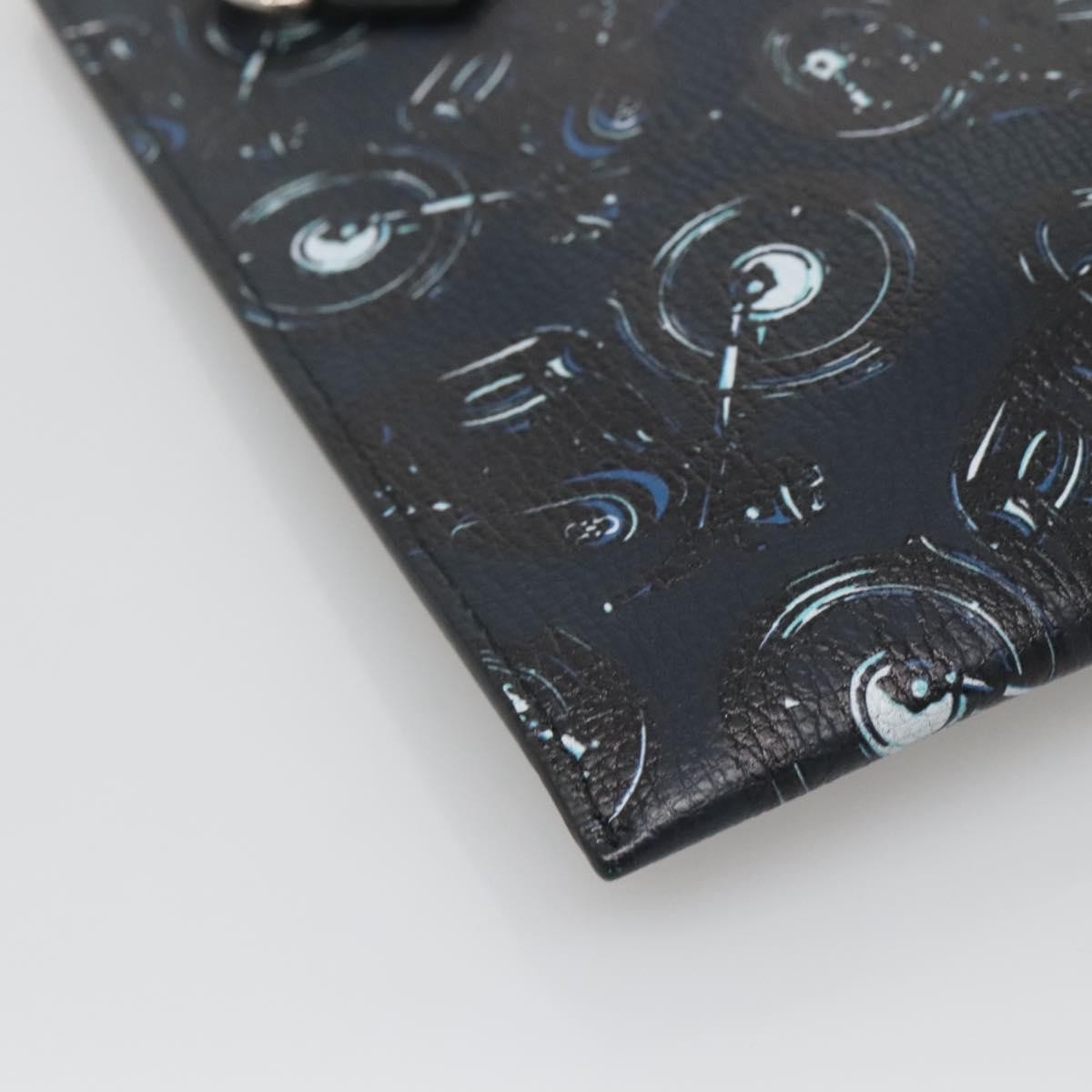 Salvatore Ferragamo Zip Pouch Motorcycle Print Leather, BLACK, LEATHER, Clutche & pouche