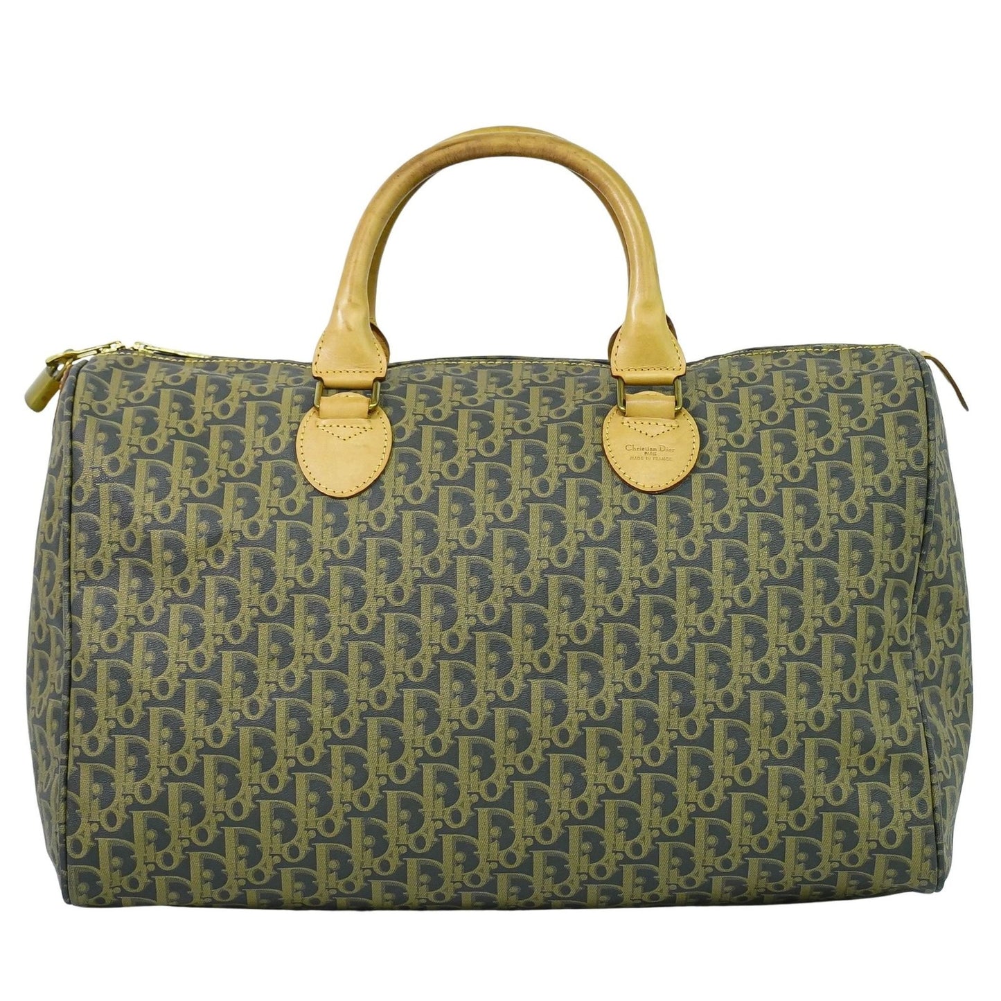 Christian Dior Vintage Trotter Boston Bag Canvas, NAVY, CANVAS, Travel bag