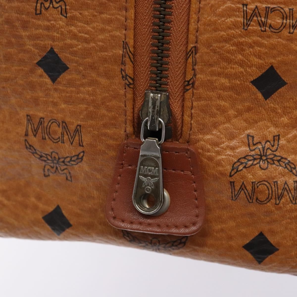 MCM Visetos logogramme Handbag Canvas and Leather, BROWN, PVC, Handbag