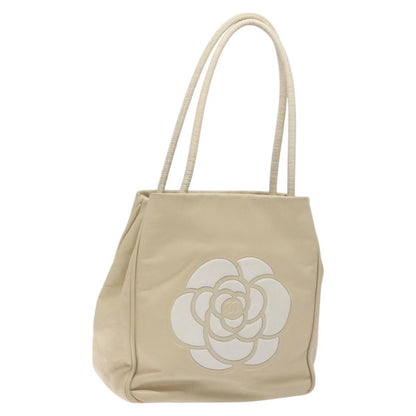 Chanel Camellia Tote Leather, BEIGE, LEATHER, Tote bag