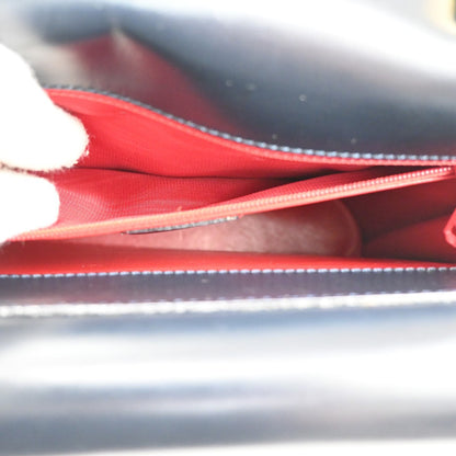 Celine Gancini Handbag Leather, NAVY, LEATHER, Handbag