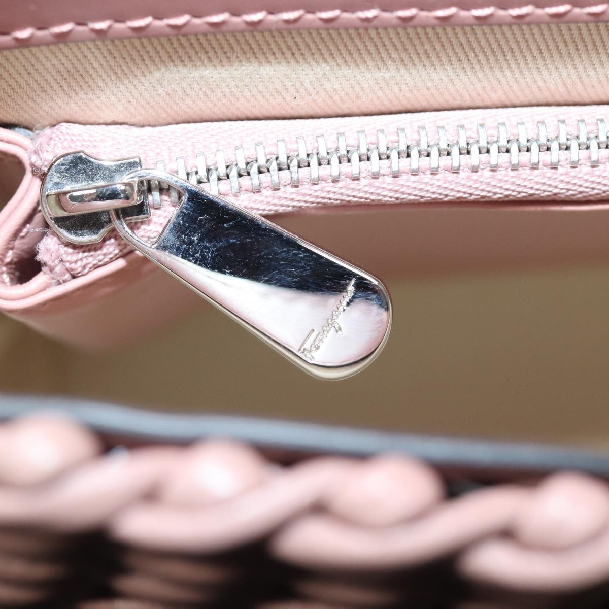 Salvatore Ferragamo Boxyz Top Handle Bag Woven Leather, PINK, LEATHER, Shoulder bag