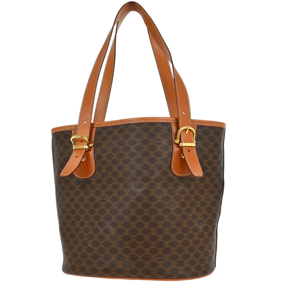 Celine Vintage Macadam Tote bag Canvas and Leather, BROWN, CANVAS, Tote bag