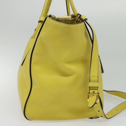 Prada Concept Double Zip Tote Calfskin, YELLOW, LEATHER, Tote bag