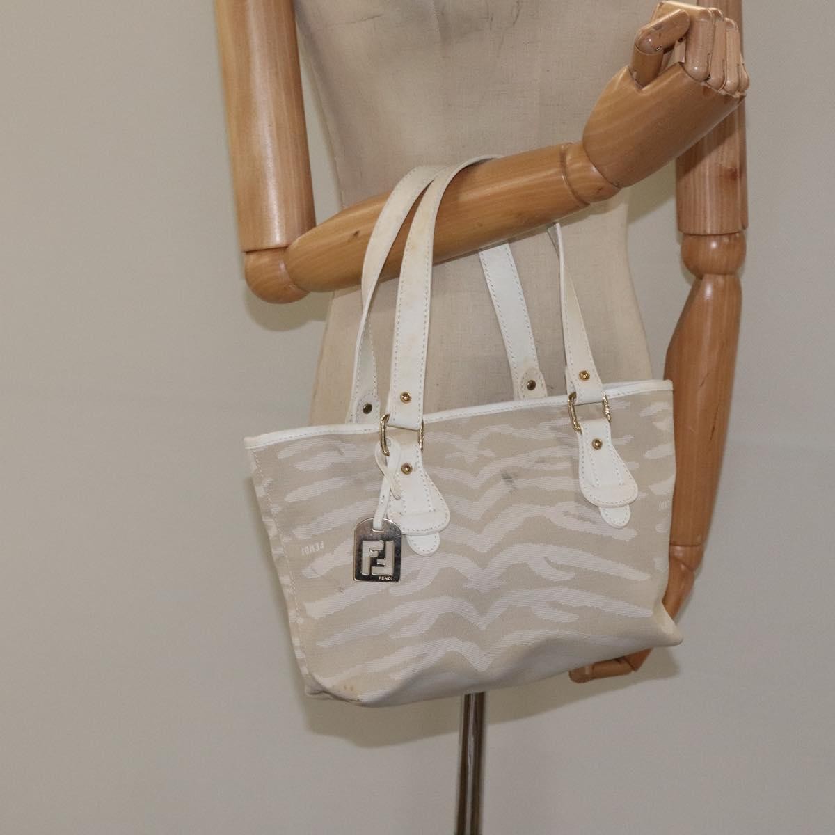 Fendi Vintage Tiger Tote Canvas, WHITE, CANVAS, Tote bag