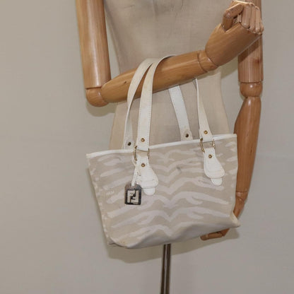 Fendi Vintage Tiger Tote Canvas, WHITE, CANVAS, Tote bag