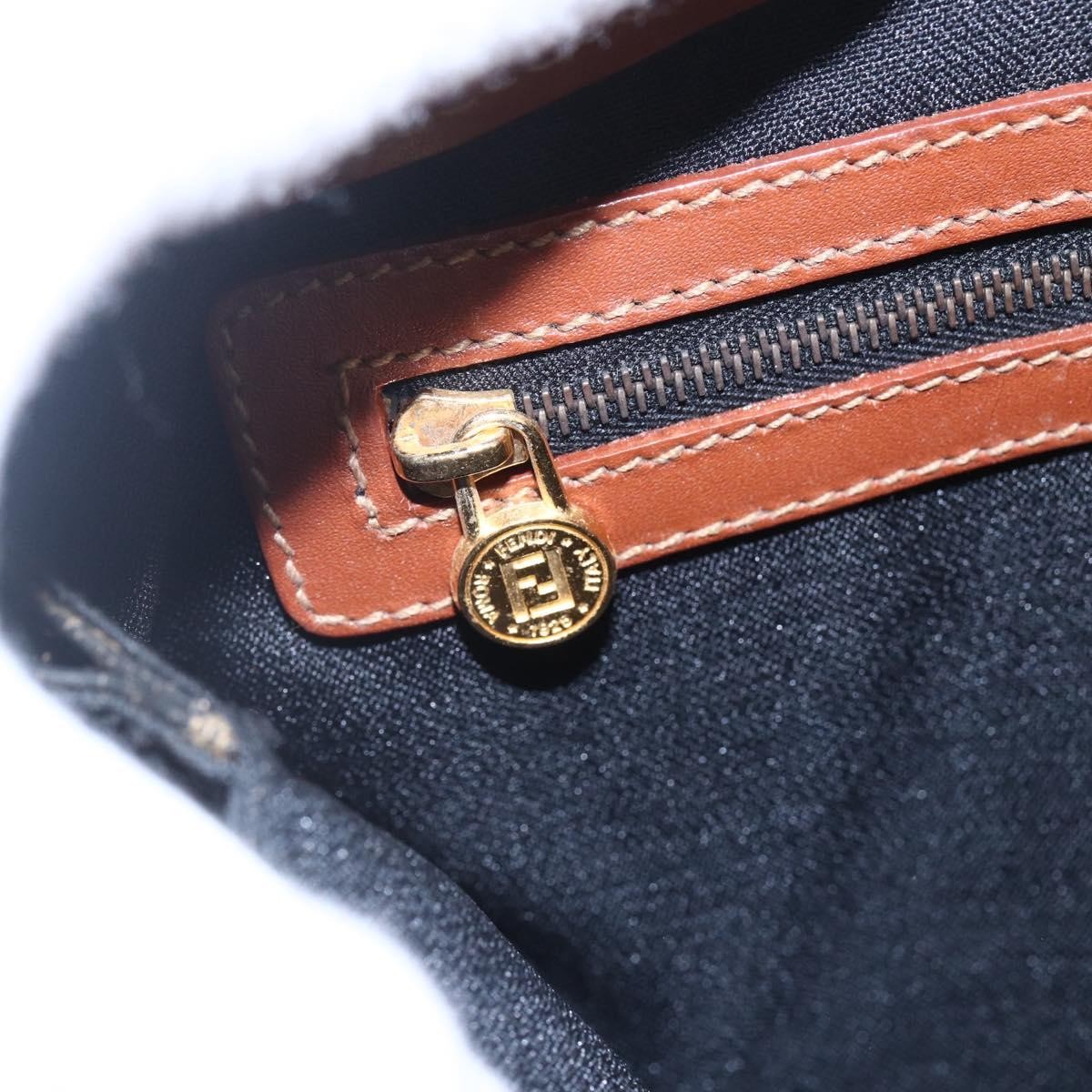 Fendi Vintage Pequin Convertible Boston Bag Coated Canvas, BROWN, CANVAS, Handbag