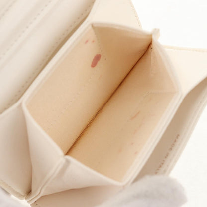 Chanel Camellia Bow Flap Card Holder with Chain Quilted Lambskin, WHITE, LEATHER, Shoulder bag