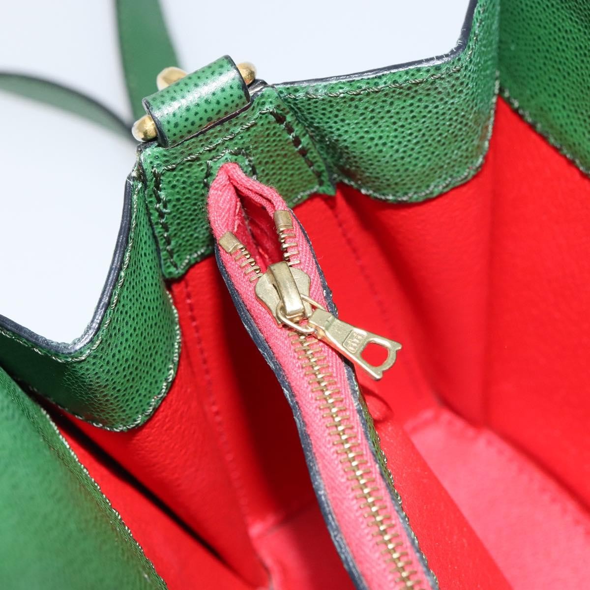 Celine Vintage Shoulder Bag Leather, GREEN, LEATHER, Shoulder bag