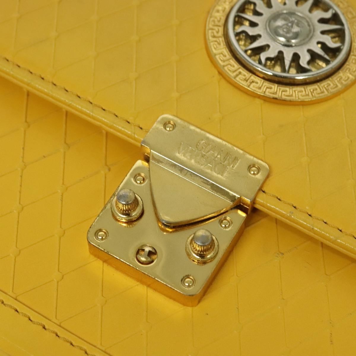Versace Wristlet Pouch Leather, YELLOW, LEATHER, Clutche & pouche