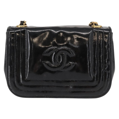 Chanel Vintage CC Stitch Flap Bag Patent, BLACK, PATENT_LEATHER, Shoulder bag