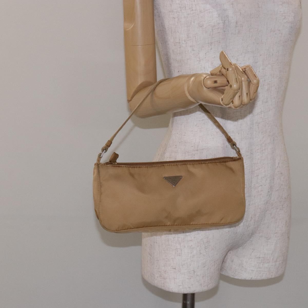 Prada Pochette Shoulder Bag Tessuto, BEIGE, NYLON, Clutche & pouche