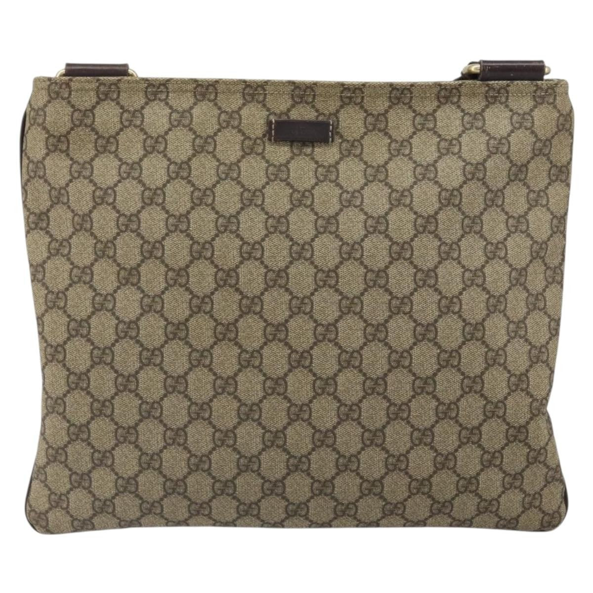 Gucci Zip Top Messenger Bag GG Coated Canvas, BEIGE, PVC, Shoulder bag