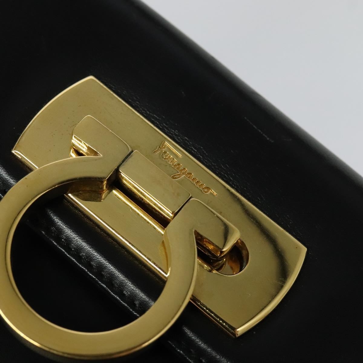 Salvatore Ferragamo Gancini Convertible Top Handle Bag Leather, BLACK, LEATHER, Handbag