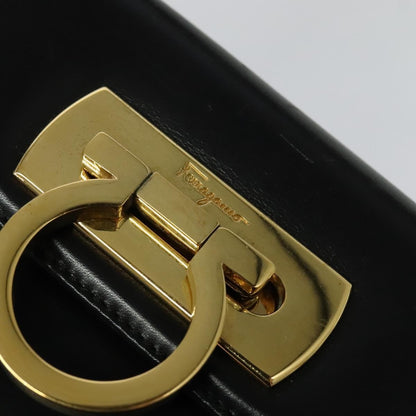 Salvatore Ferragamo Gancini Convertible Top Handle Bag Leather, BLACK, LEATHER, Handbag