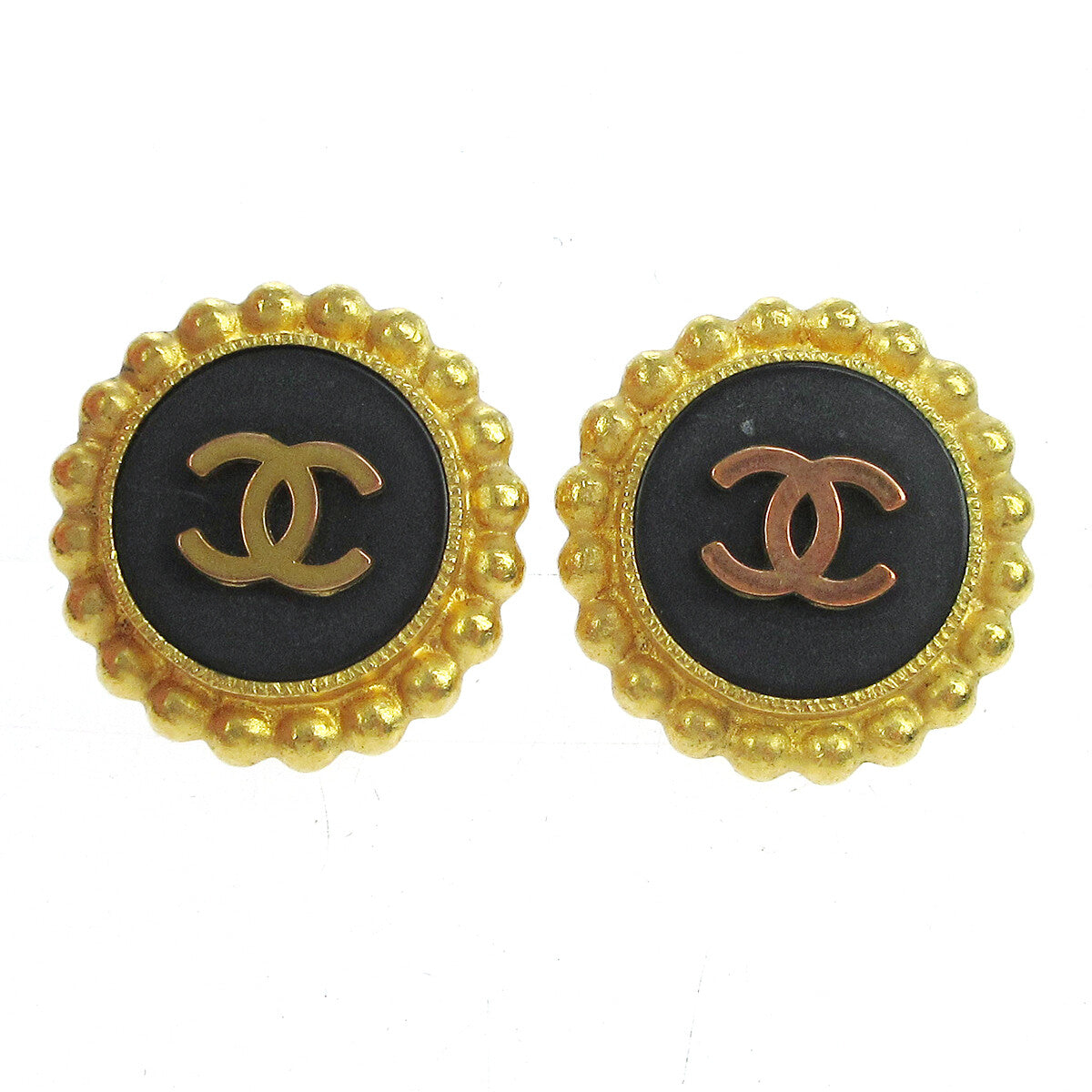 Chanel CC Round Earrings Metal, GOLD, GOLD_PLATED, Earrings