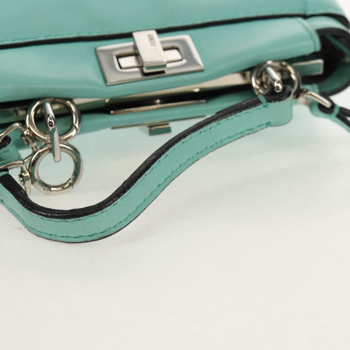 Fendi Peekaboo Bag Leather, TURQUOISE, LEATHER, Handbag