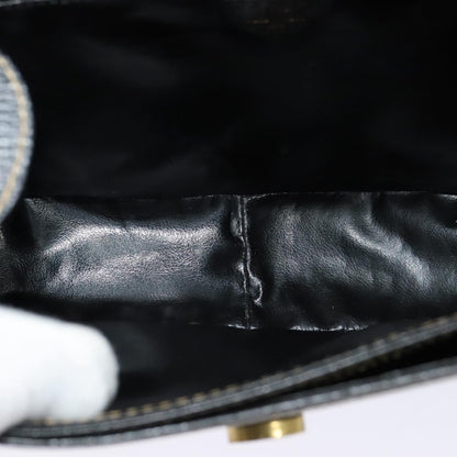 Celine Vintage Circle Logo Crossbody Bag Leather, BLACK, LEATHER, Crossbody bag