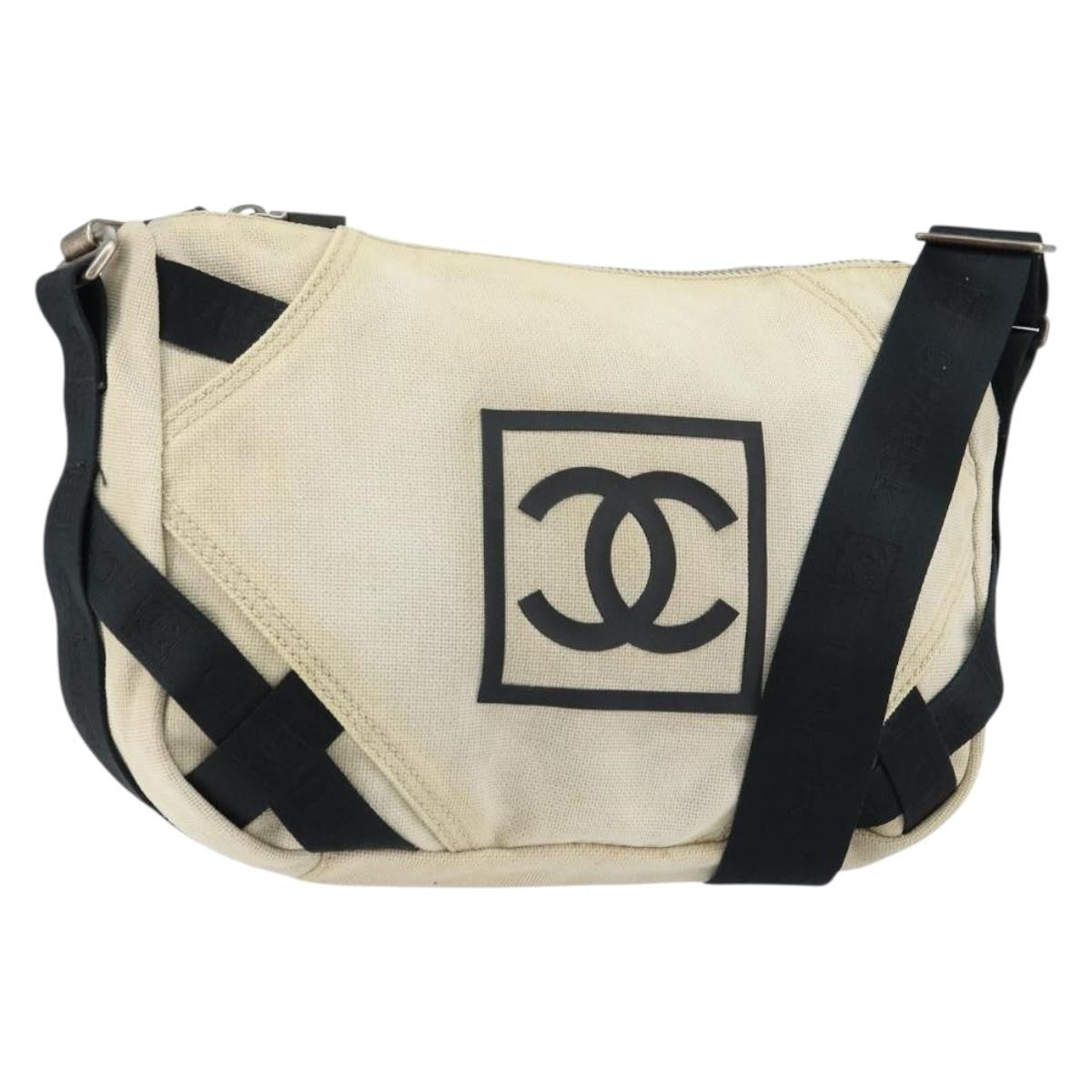Chanel sports shoulder bag Coco mark, BEIGE, CANVAS, Shoulder bag