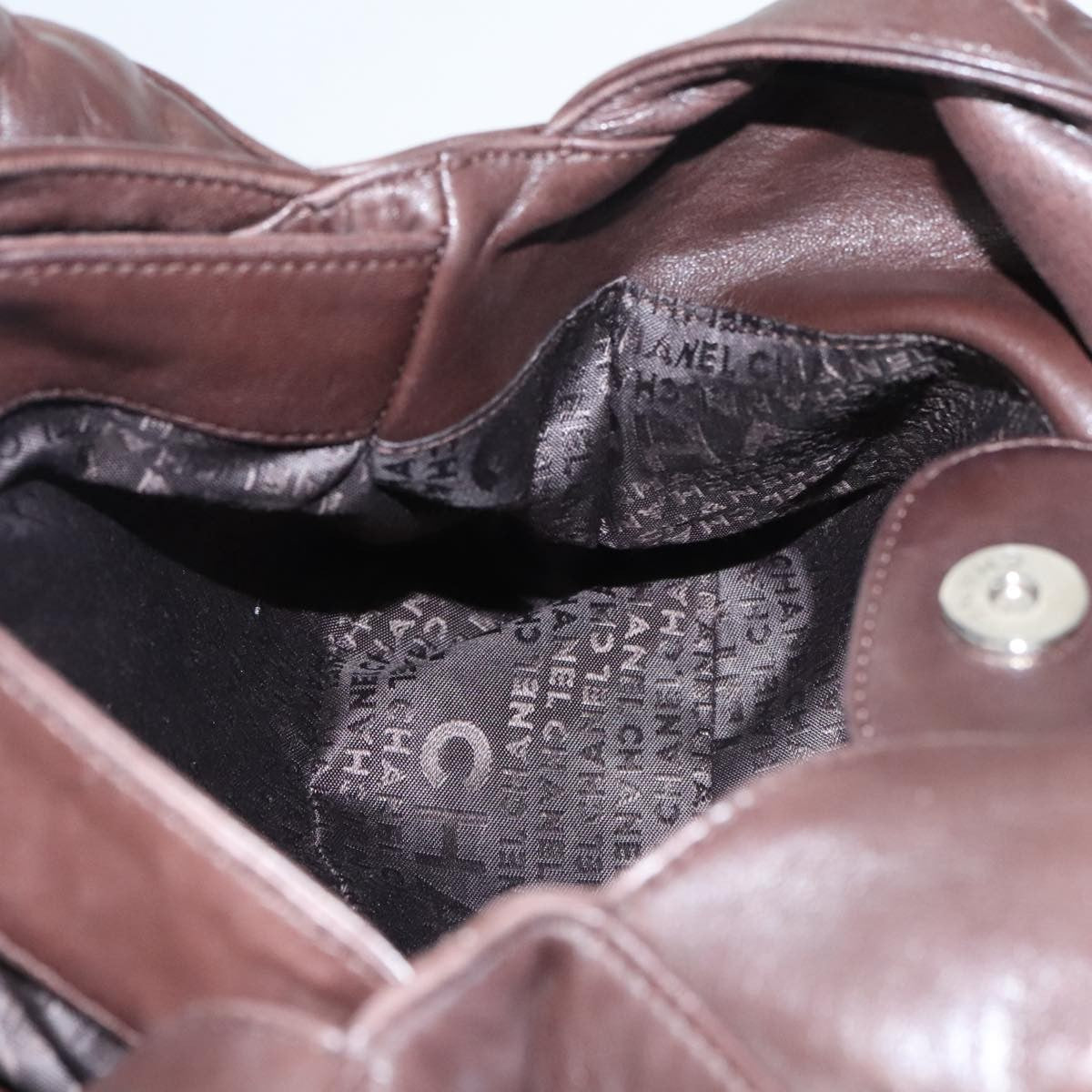 Chanel Vintage Chain Around Shoulder Bag Leather, BROWN, LEATHER, Shoulder bag