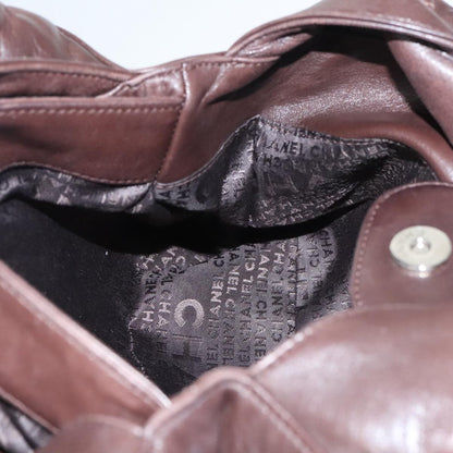 Chanel Vintage Chain Around Shoulder Bag Leather, BROWN, LEATHER, Shoulder bag