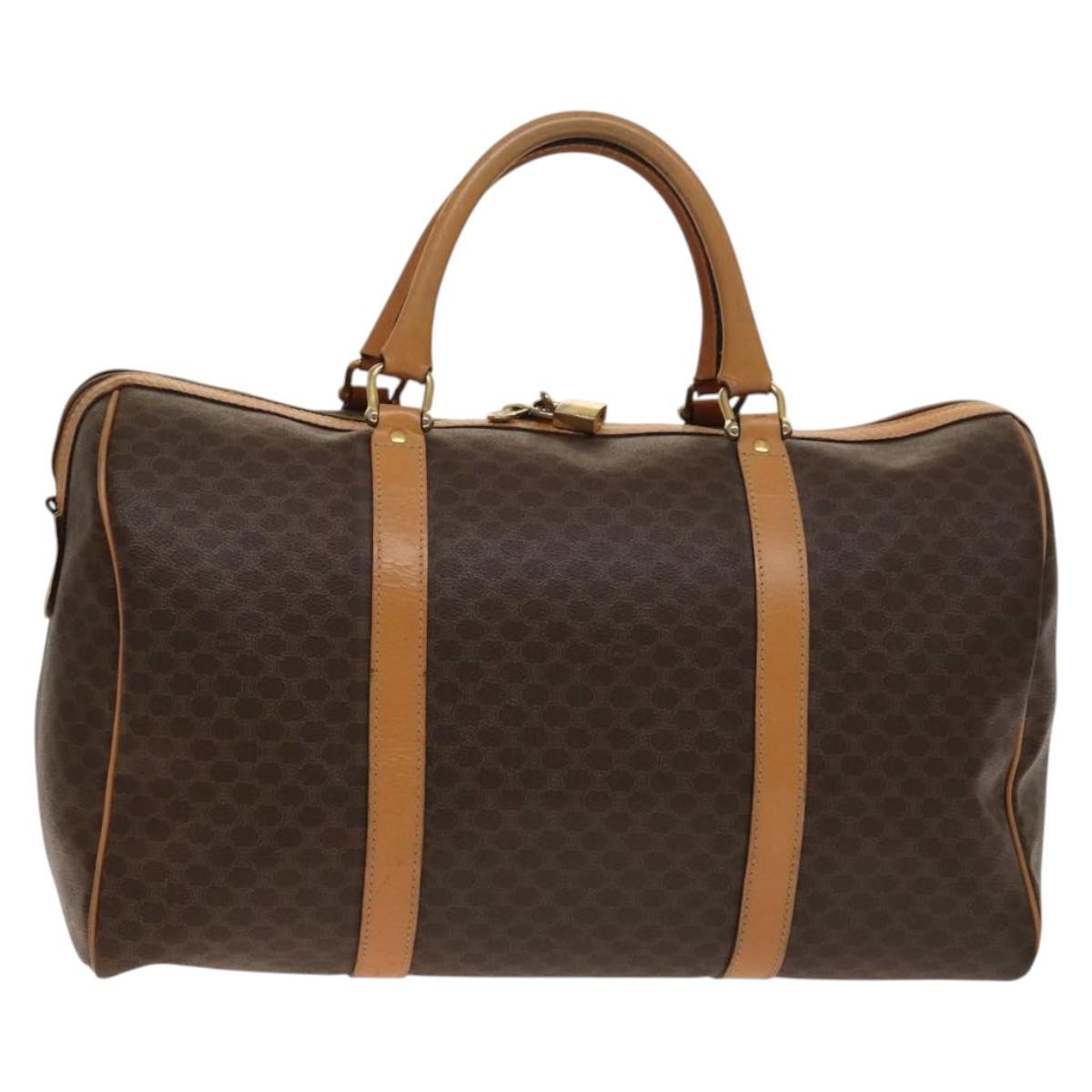 Celine Macadam Handbag Macadam with leather, BROWN, CANVAS, Handbag