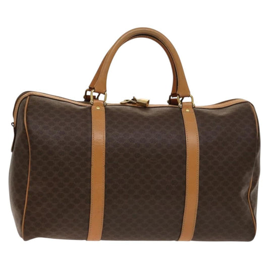 Celine Macadam Handbag Macadam with leather, BROWN, CANVAS, Handbag