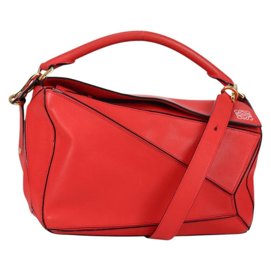 Loewe Puzzle Bag Leather, RED, LEATHER, Handbag